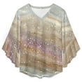thumbnail image 4 of Abstract Marble With Sparkles Women's V-Neck Blouse With 3/4 Ruffled Bell Sleeves Casual Top Ladies Blouses, 4 of 7