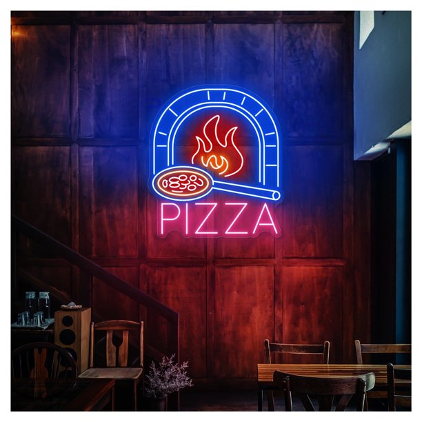 Letrero De Neón De Pizza Asada, Ideal Para Decoración De Pared De Cocina, Restaurante, Con Luz Regulable De 48cmx55cm