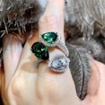 thumbnail image 1 of Anillos de circonia cúbica AAA para mujer, anillo de cristal verde de lujo para fiesta, compromiso, boda, regalo de joyería de plata, nueva moda, 1 of 4