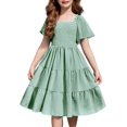 thumbnail image 1 of Vestido Arshiner verde salvia para niñas de 5 a 6 años, estilo hawaiano de verano, 1 of 5