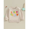 thumbnail image 2 of Bslissey Little Girls Boys Ireland Festival Clothes Sweatshirt Long Sleeve Colorful Letter Embroidered Hoodie Toddler Kids Loose Casual Pullover Tops 18M 24M 3T 4T 5T 6T, 2 of 8