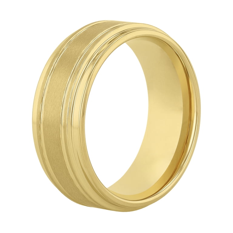 Brilliance Fine Jewelry Men's Yellow Tungsten Grooved Wedding Band photo 3