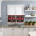 thumbnail image 6 of Merry Christmas Kitchen Curtains and Valances Set, Red Xmas Balls Poinsettia Black Red Plaid Rod Pocket Window Valance Window Curtain Panels for Living Room Bedroom Laundry, 27.5x24in, 3 Pieces, 6 of 7