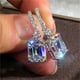 thumbnail image 2 of Pendientes colgantes de cristal y diamantes de metal exquisitos para mujer, 2 of 6