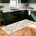 thumbnail image 2 of Washable Floral Boho Runner Rug - Non-Slip Low Pile, Mark Resistant, Soft Modern Accent Carpet for Hallway, Kitchen, Entryway - Beige, 2x6ft (61x183cm), US Version, 2 of 8