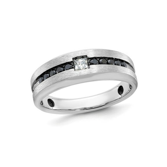Mens 14K White Gold 1/2 Carat (Ctw) Lab-Grown Black and White Diamond Ring (SIZE 10) for Men