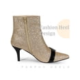 thumbnail image 3 of BLISSFUL STEP Rhiness Pointed Toe Stiletto Heel Glitter Ankle Boots for Women Gold 7.5, 3 of 4