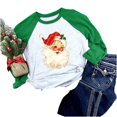 thumbnail image 1 of Camiseta de Navidad para mujer, temporada festiva, regalo para amantes, camiseta de manga larga, camiseta con costuras a juego de colores para mujer Pompotops  gfhjh4404, 1 of 7