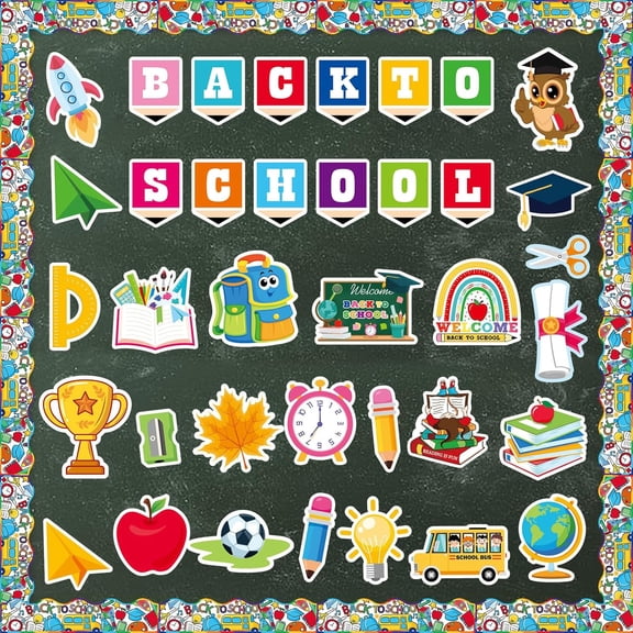 53PCS Back to School Bulletin Board Decorations for Classroom Bulletin Board Decoration Set Colorful Letter Bulletin Board Posters Large Pattern for Kindergarten