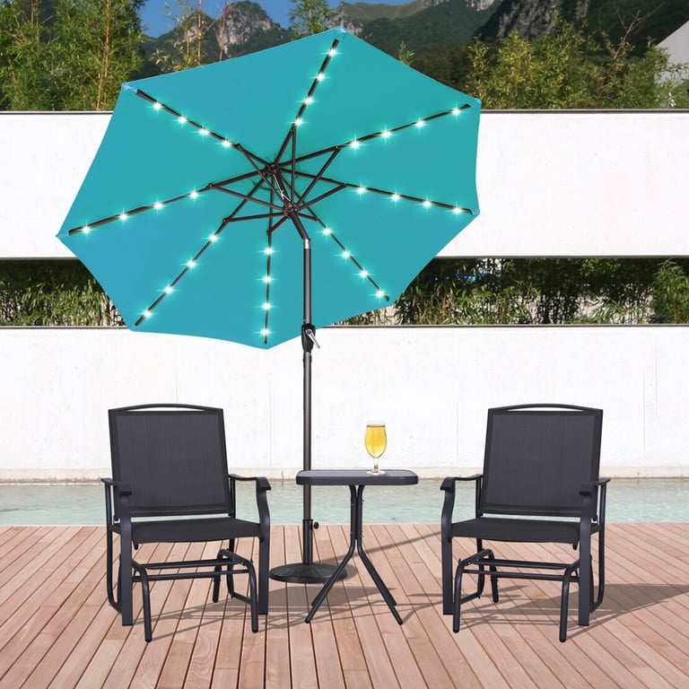 black white stripe patio umbrella Elsa Fashion Line 9' Umbrella - Black / White