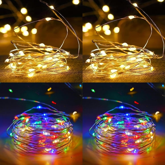Luces de cadena EXF 4 paquetes 4.8 metros 50 LED a pilas con temporizador