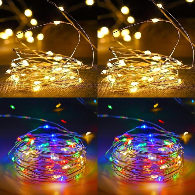 Luces de cadena EXF 4 paquetes 4.8 metros 50 LED a pilas con temporizador