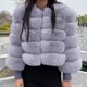 thumbnail image 4 of Chaquetas y abrigos casuales de manga larga sin capucha para mujer, de talla grande, de invierno, cálidos, holgados, con cuello alto, de felpa y pelo, de poliéster., 4 of 5