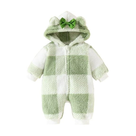 Tbopshirt Baby Girl Clothes,Baby Hooded Jumpsuit Romper,Checkered Jumpsuit Long Sleeved Casual Thick and Long Crawling Hoodie,Baby Winter Clothes,Baby Girls Bodysuits,Gifts for Toddler Boys Girls