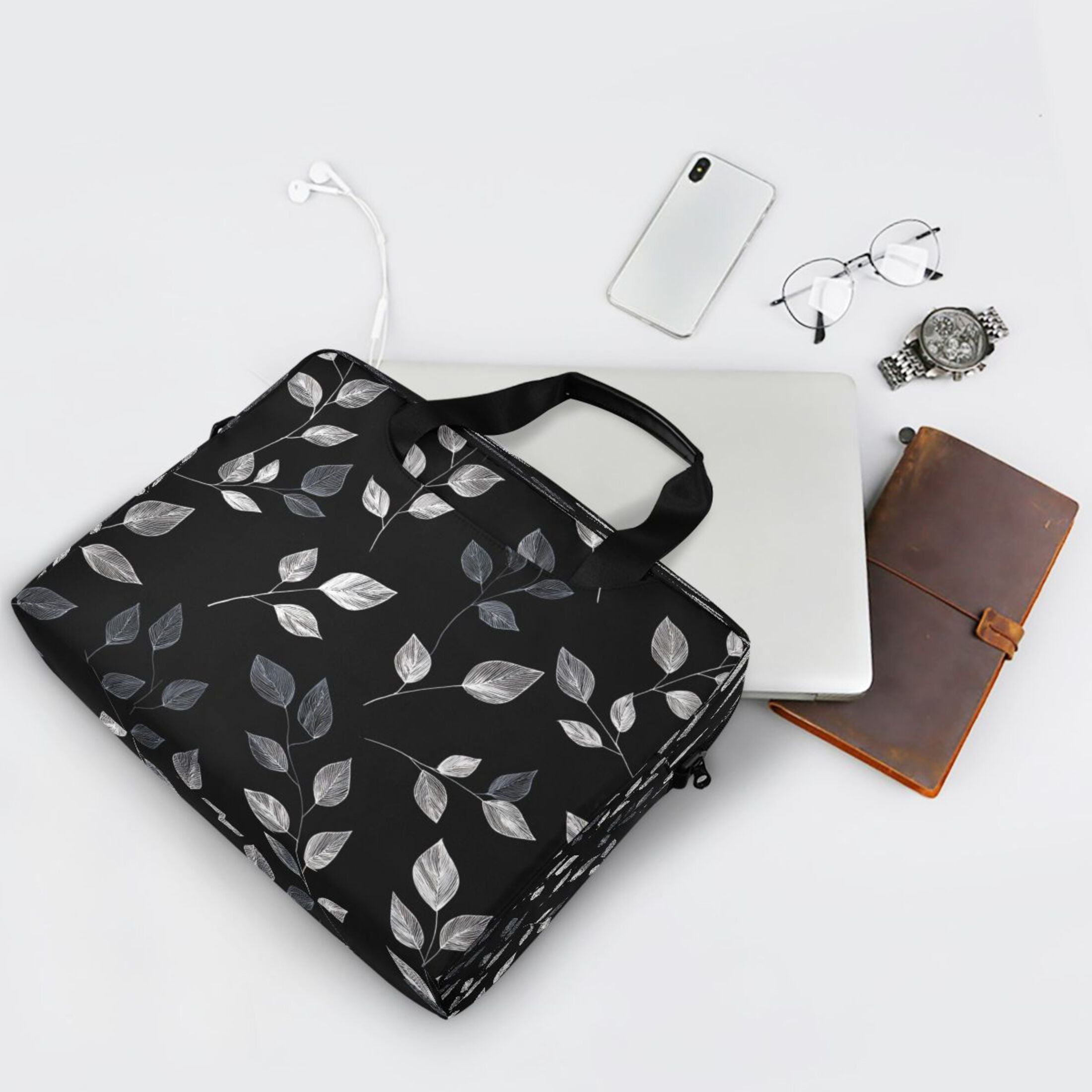 Laptop Bag Laptop Briefcase 15.7 x 3 x 11.8 Inches Laptop Bag Briefcases Laptop Storage Travel Laptop Bag Work Laptop Bag Black Leaves