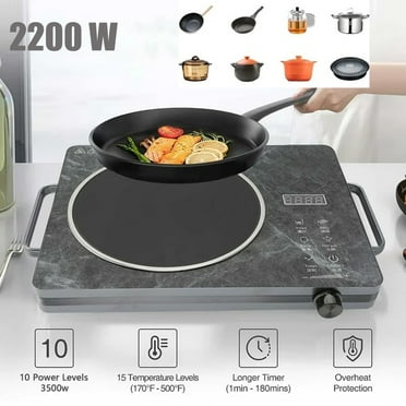 OhhGo Electric Ceramic Stove, 2200W Hot Plate Infrared Induction Cooker, Home Cooktop Cooking Furnace US 110V, Portable Cooker Cooktop Burner with 2 Handle, Black