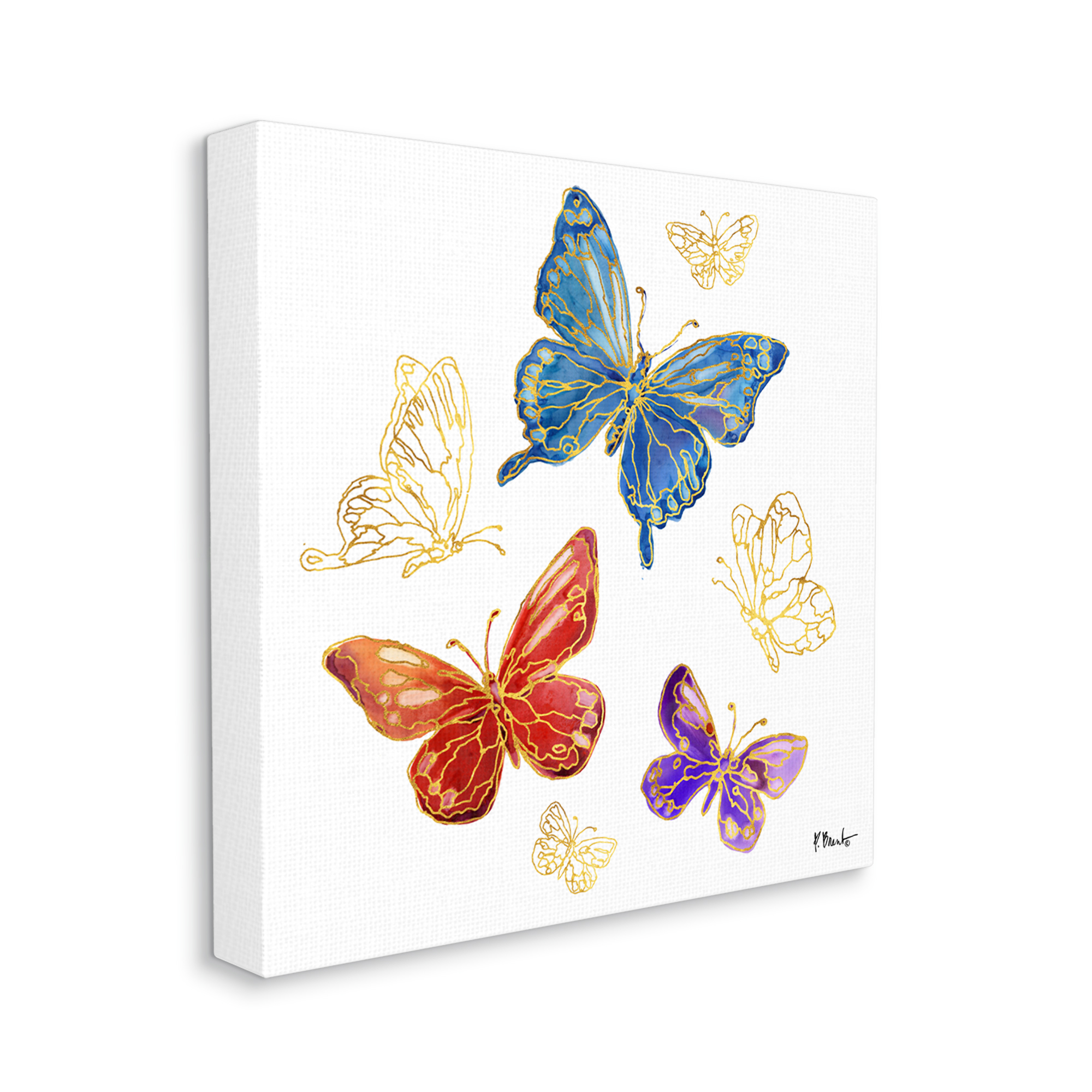 Stupell Industries Butterfly Glam Detail Animals & Insects Painting Gallery Wrapped Canvas Art Print Wall Art, 30 x 30