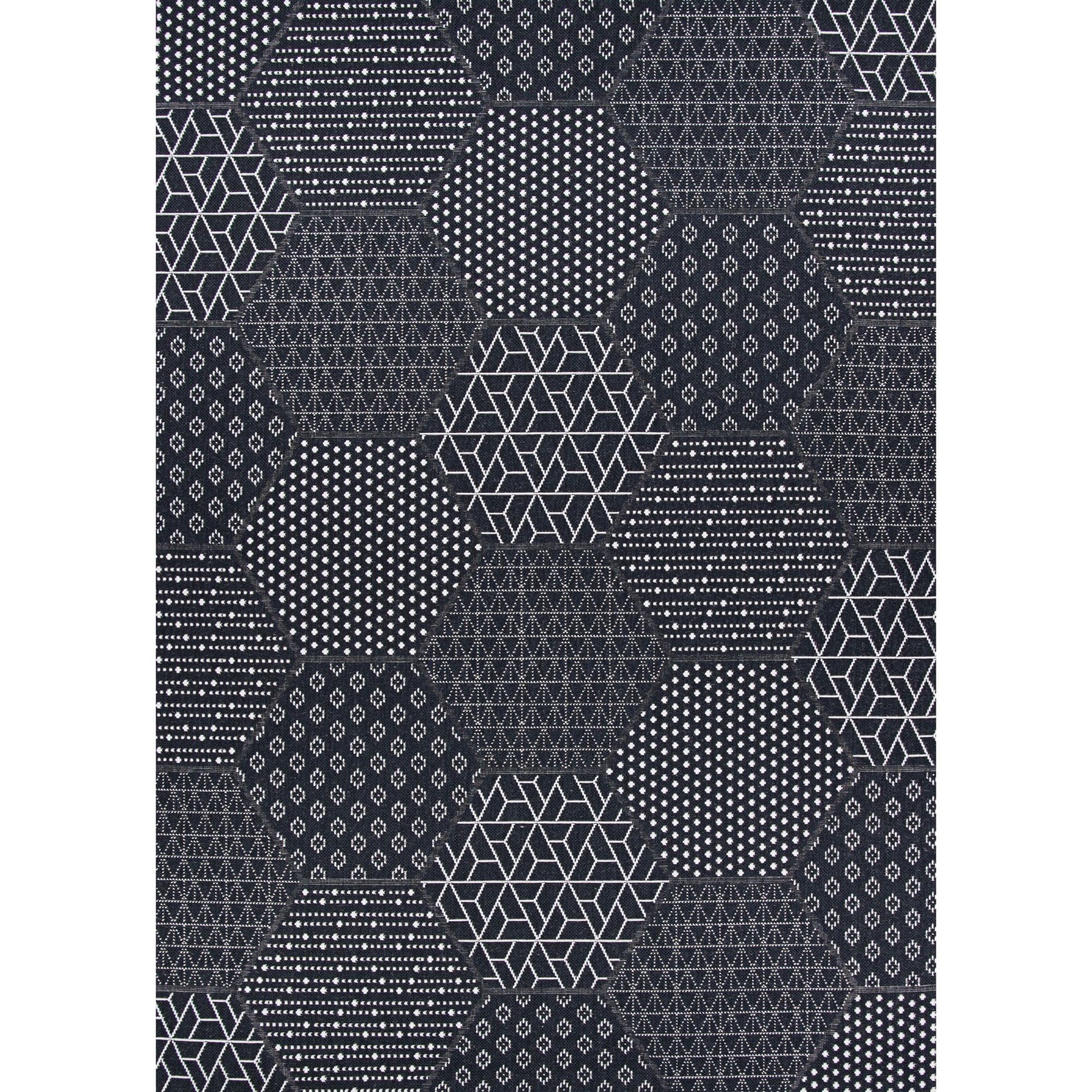Couristan 2.25' x 11.75' Geometric Indoor Outdoor Area Throw Rug Runner - Black and White