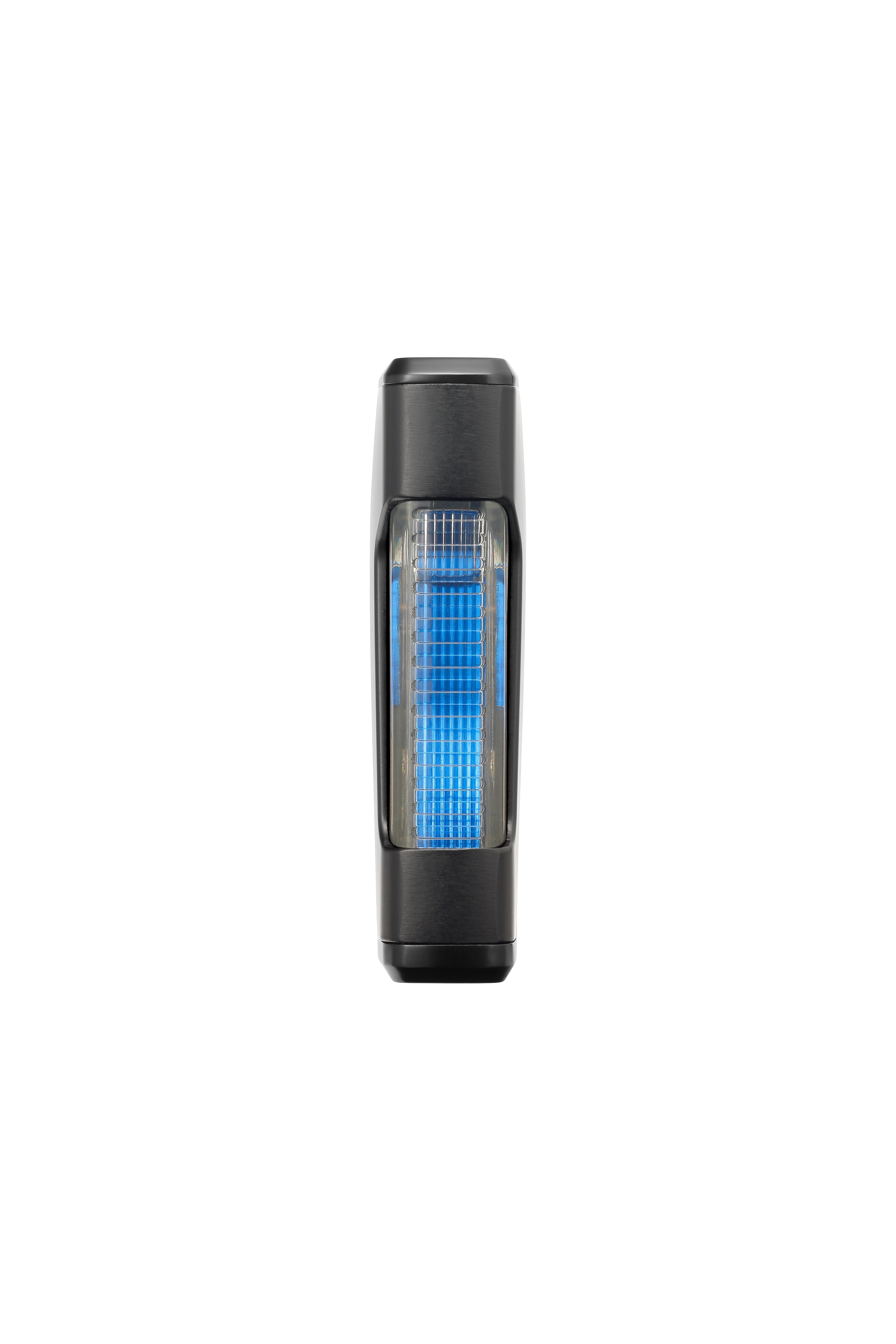 Colibri Rebel Double Jet Flame Butane Lighter, Windproof & Refillable, Cigar Enthusiast's Choice with Blue Fuel Window and Adjustable Flame (Matte Black + Black)