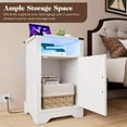 thumbnail image 5 of Mayincolor LED Nightstand Set of 2 with Charging Station, Farmhouse Wooden Side Table, Bedside Table with Storage Cabinet and Shelf, Rustic End Table for Bedroom, Living Room, White, 5 of 9