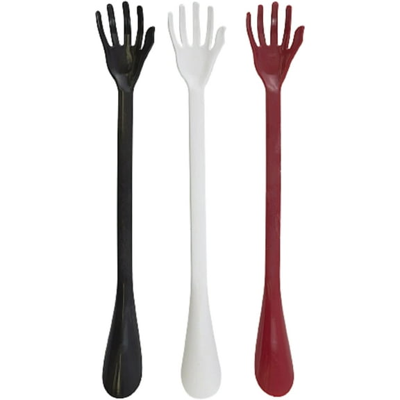 3 Pack 20" Plastic Hand Back Scratcher Long Reach, Shoehorn Pick Itch Relief, Back Scratcher,Long Back Scratcher for Men, Women. Random Color Maroon, White, Black