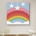 thumbnail image 1 of PixonSign Canvas Print Wall Art White Stars Hover Above Rainbow in Clouds Geometric Shapes Illustrations Modern Art Chic Relax/Calm Multicolor Warm for Living Room, Bedroom, Office - 16"x16", 1 of 5