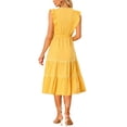 thumbnail image 3 of INSPIRE CHIC Women's Boho V Neck Flowy Dresses Sleeveless Ruffled Tiered Summer Midi Dress Yellow M, 3 of 5