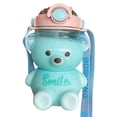 thumbnail image 4 of Botella de paja de oso Kawaii botella de agua portátil de dibujos animados para niños con pajita y correa ajustable para el hombro para viajes al aire libre ANGGREK Otros, 4 of 7