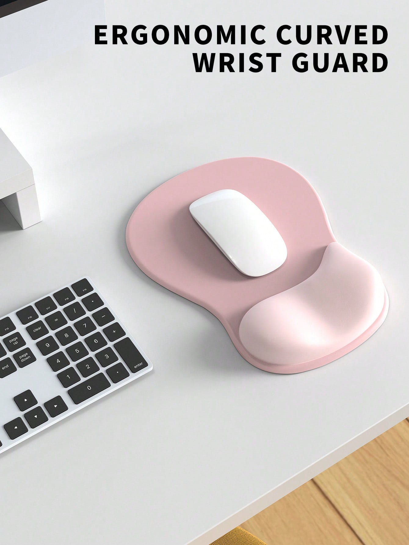Silicone Ergonomic Wrist Pad – Mouse Pad with Wrist Support, Relieves Hand Pain, Thick Design, Silicone Anti-Slip Base (Lotus Root Pink)