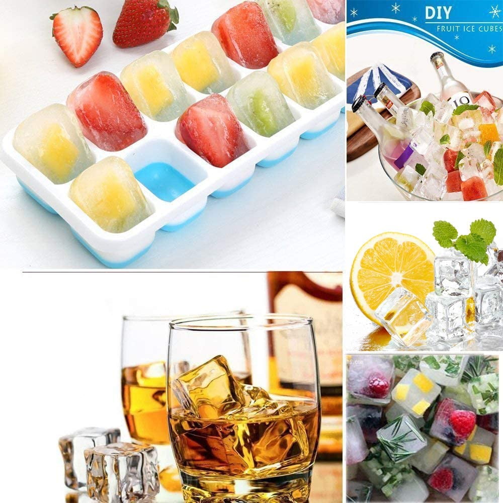 Cocktail Ice Cube Moulds with Spill-Resistant Removable Lids LFGB Certified,Stackable Easy Release,Best Ice Trays for Freezer Whiskey frdzsw 4 Pack Silicone Ice Cube Trays 