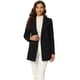 thumbnail image 1 of Abrigo De Fieltro A Media Pierna Con Bolsillo Solapa Con Muesca Doble Botonadura Para Mujer Negro XS, 1 of 6