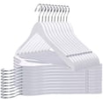 thumbnail image 2 of Quality Wooden Suit Hangers with Non Slip Pants Bar, Smooth Finish Solid Wood Coat Hanger with Swivel Hook, Jacket, Pant, Dress Clothes Hangers (White, 80), 2 of 6