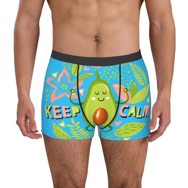 Balery Avocado Keep Calm Calzoncillos bóxer para hombre, ropa interior de algodón suave y transpirable con cinturilla de nailon-X-Large