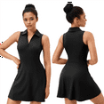 thumbnail image 3 of Golf Dress for Women Tennis Dresses with Shorts Pockets Sleeveless Sport Active Workout Athletic Dress Black S, 3 of 7