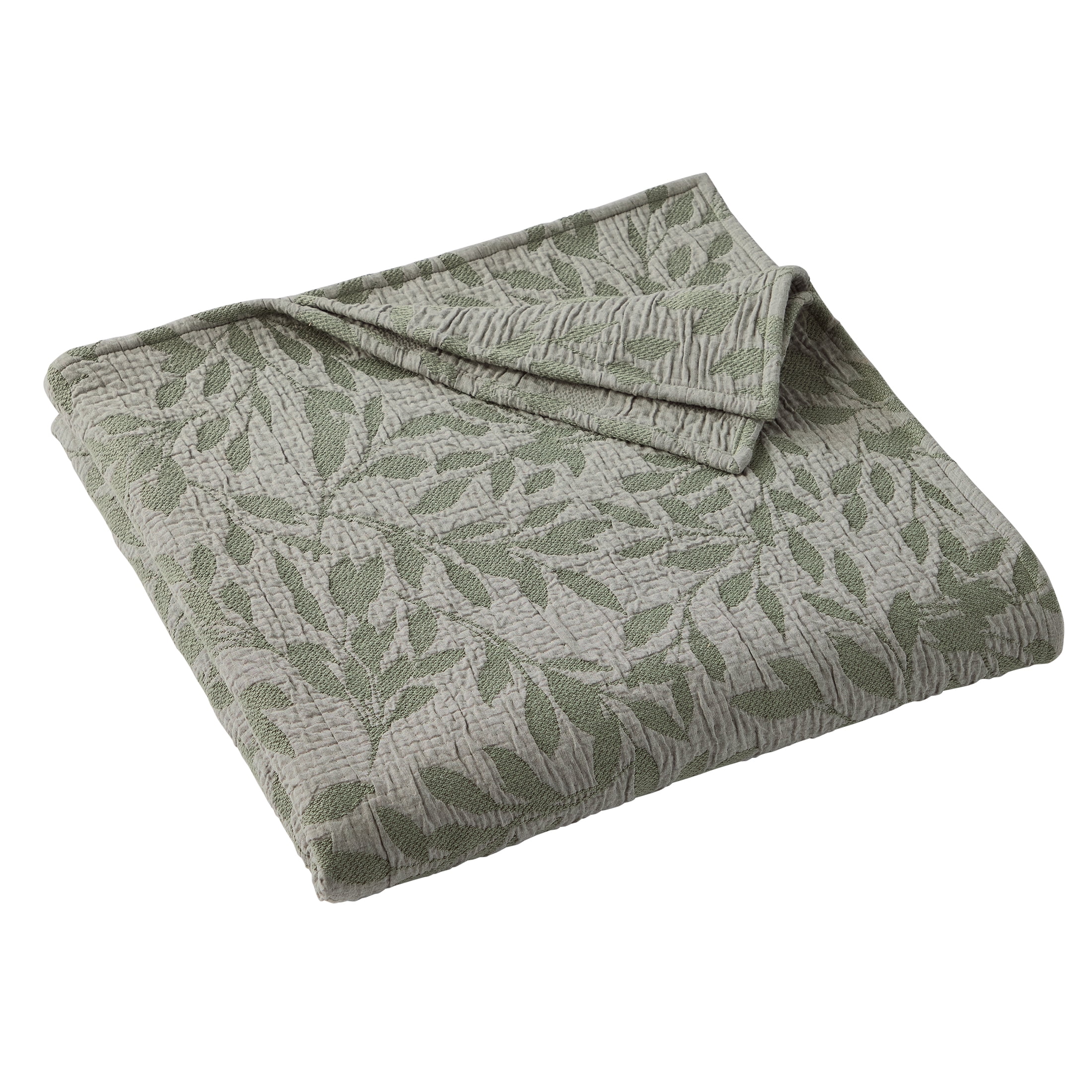Better Homes & Gardens Dark Cilantro Botanical Double Cloth Cotton King Quilt