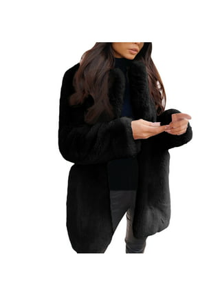 Womens Black Wool And Leather Coat