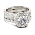 thumbnail image 4 of Blue Jewel 1.9 Ct Round Cut Diamond Ring for Women's - 14K White Gold Plated Ring Set - Wedding Swirl Ring with Matching Band - Bridal Ring Set for Special Occasion - Surprise Diamond Ring, 4 of 12