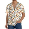 thumbnail image 3 of Wukai Retro Floral Men's Casual Short-Sleeve Button Down Shirt - Lightweight Summer Dress Shirt for Daily Wear-Medium, 3 of 7