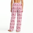 thumbnail image 3 of Fabrcox Bow Printed Warm Pajama Pants for Women Elastic Waist Wide Leg Lounge Bottoms Ladies Pajamas Bottoms Winter Cute Print Lounge Pants Light pink XL, 3 of 4