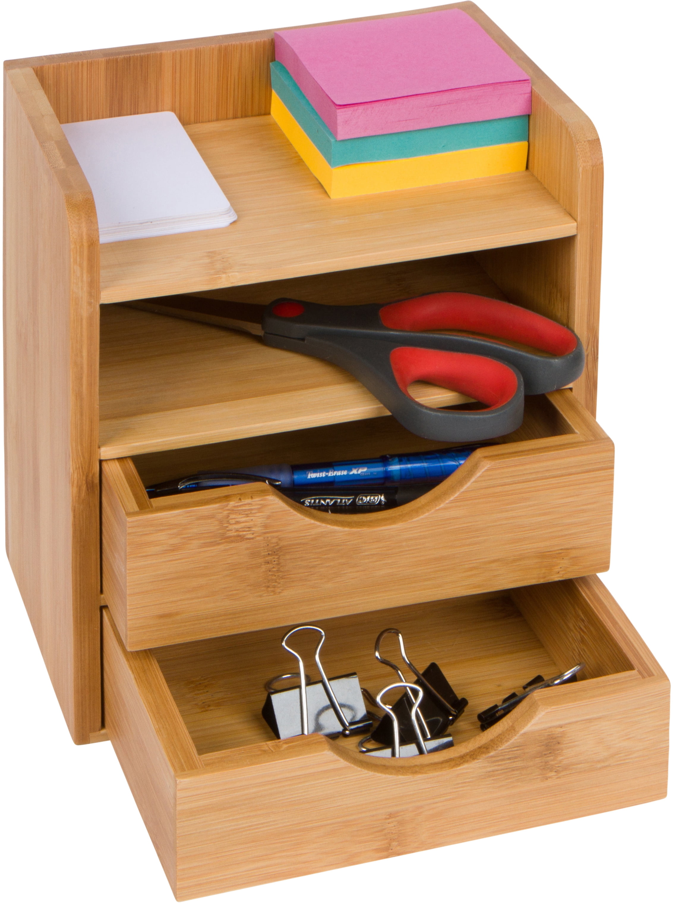 8" 4Tier Mini Bamboo Desk Organizer with Drawers by Trademark
