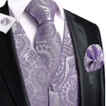 thumbnail image 1 of Green Mint Purple Mens Silk Vest Tie Jacquard Autumn Spring Suit Waistcoat Jacket Necktie Hanky Cufflinks For Men Wedding, 1 of 5