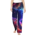 thumbnail image 1 of Balery Cosmic Cat Psychedelic Journey Pantalones de pijama para mujer, pijamas ultraligeros, pantalones de estar por casa-Medium, 1 of 6