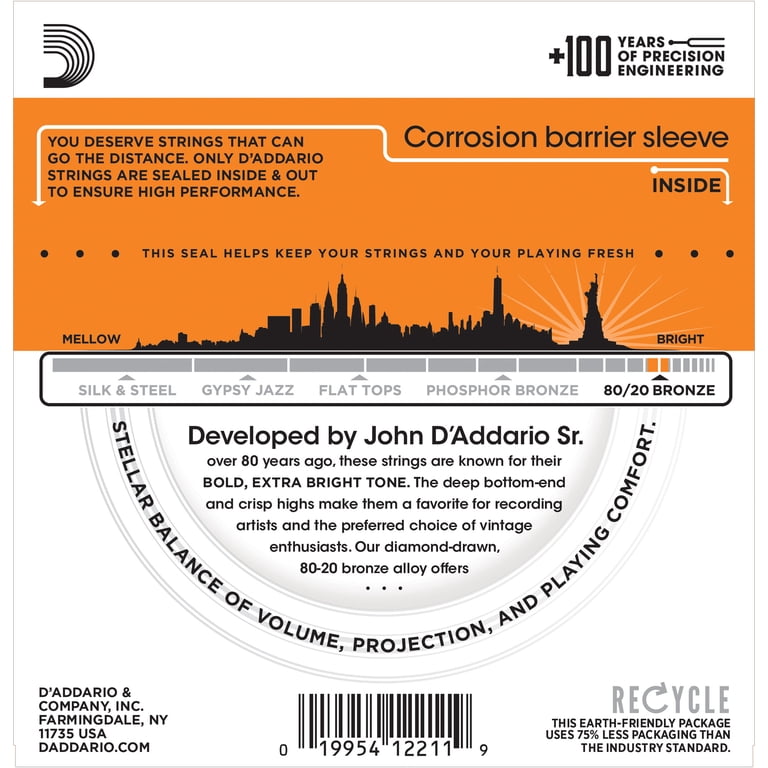 D'Addario EJ10 Acoustic Guitar Strings, Extra Light, Bronze photo 2