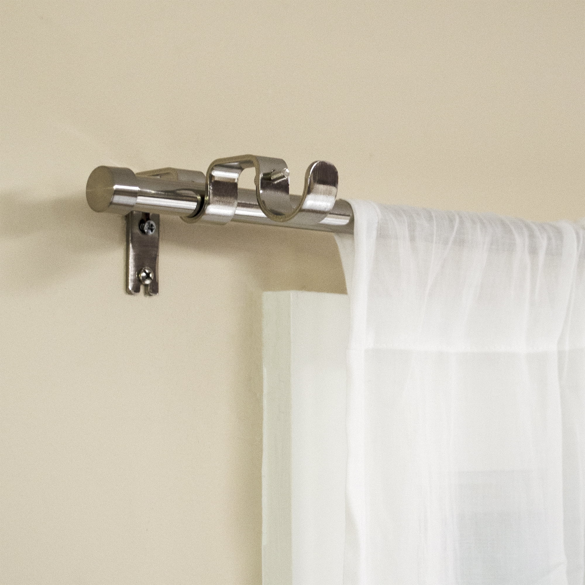 Better Homes & Gardens 5/8" Plated Brushed Nickel Adjustable Add on Curtain Rod Kit, 32-120"