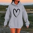 thumbnail image 2 of Htigea Heart Graphic Hoodies for Women Oversized Hooded Sweatshirts Fleece Long Sleeve Pullover Kangaroo Pocket Tops Gray M, 2 of 4