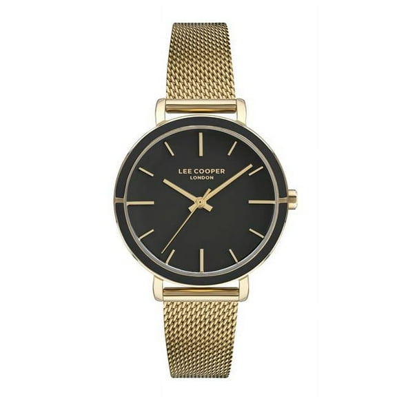 Lee Cooper LC07247.150 Ladies Yellow Gold Watch with Black Dial