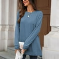 thumbnail image 4 of Holzkary Women's Long Sleeve Shirts Loose Fitted Crewneck Basic Tops Casual Tees Outfits Spring Clothes 2025 Solid Color O Neck Loose Long Sleeved Slit T Shirt Top for Women Autumn Winter 2025 E L, 4 of 7