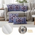 thumbnail image 6 of Blue Purple Ethnic Outdoor Waterproof Pillow Covers, Rustic Boho Flowers Impressionist Decorative Square Throw Pillowcase Sofa Cushion Sham for Patio/Couch/Chair, 24"x24" 2 Pack, 6 of 8
