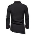 thumbnail image 4 of IROINNID Reduced Button Down Shirts for Men Stand Collar Color Matching Shirt Inclined Hem Long Sleeve Shirt,Black, 4 of 9