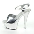 thumbnail image 3 of ELLIE 609-CHROME Women 6" High Pointed Chrome Heel Platform Ankle Strap Sandal, 3 of 6